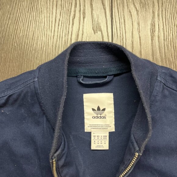Adidas Blue Denim Varsity Jacket Checkered Medium Heavy Retro - Picture 4 of 8